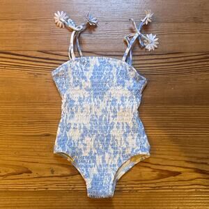 Shade Critters white blue toile‎ daisy strap one piece swimsuit SIZE 2T